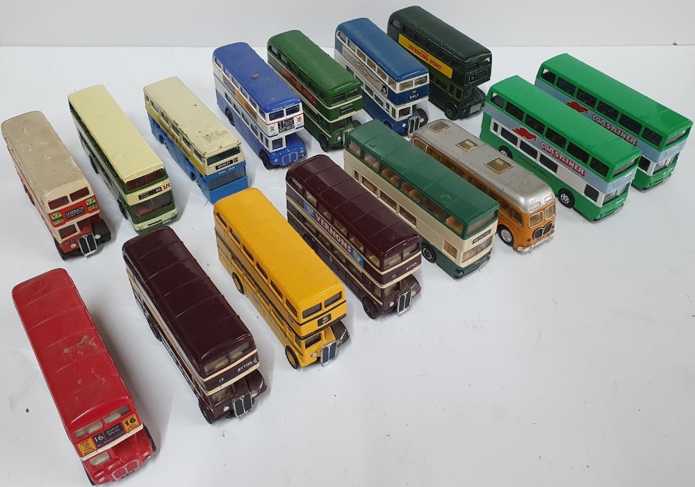 Collection of 15 vintage Corgi buses (15)