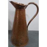 Vintage, Joseph Sankey & Co, beaten copper, open-ended jug (28cm tall)