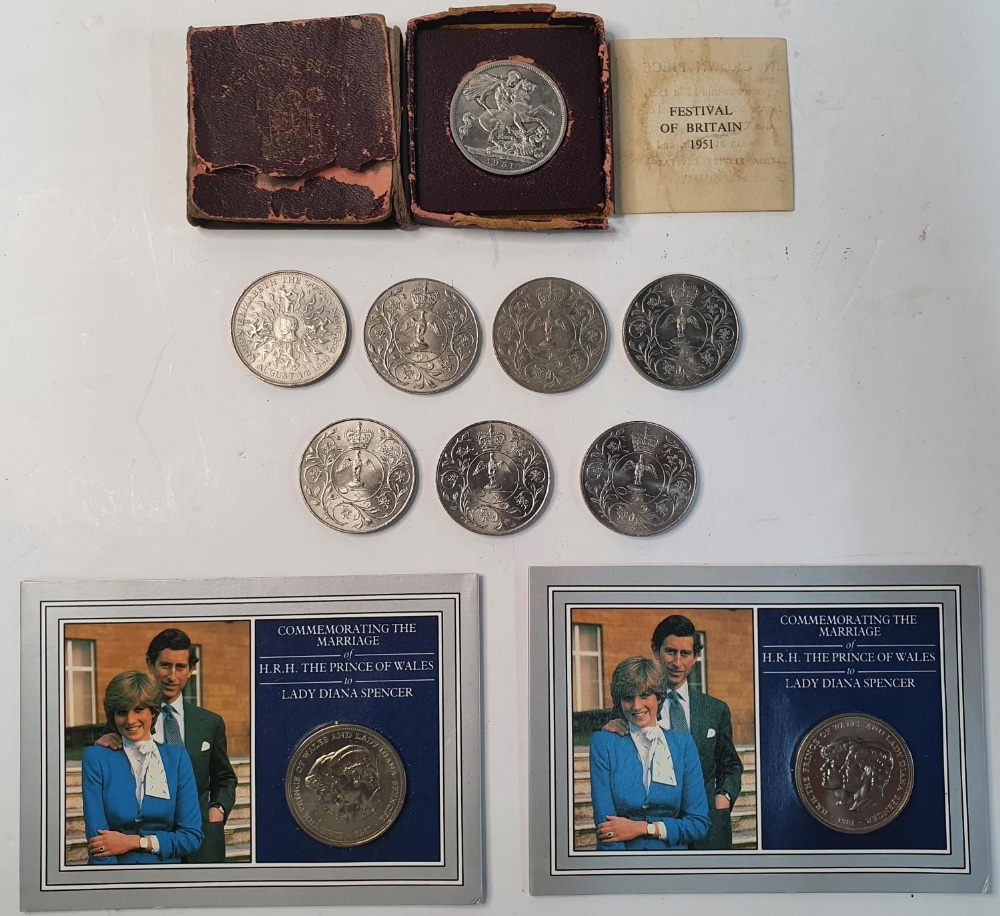 1951 Festival of Britain commemorative coin in case (case a/f) together with a small collection of - Image 2 of 2