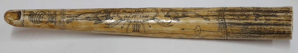 Large replica resin scrimshaw, 56 cm long