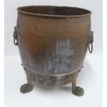 Old copper coal bucket/planter set on 3 feet