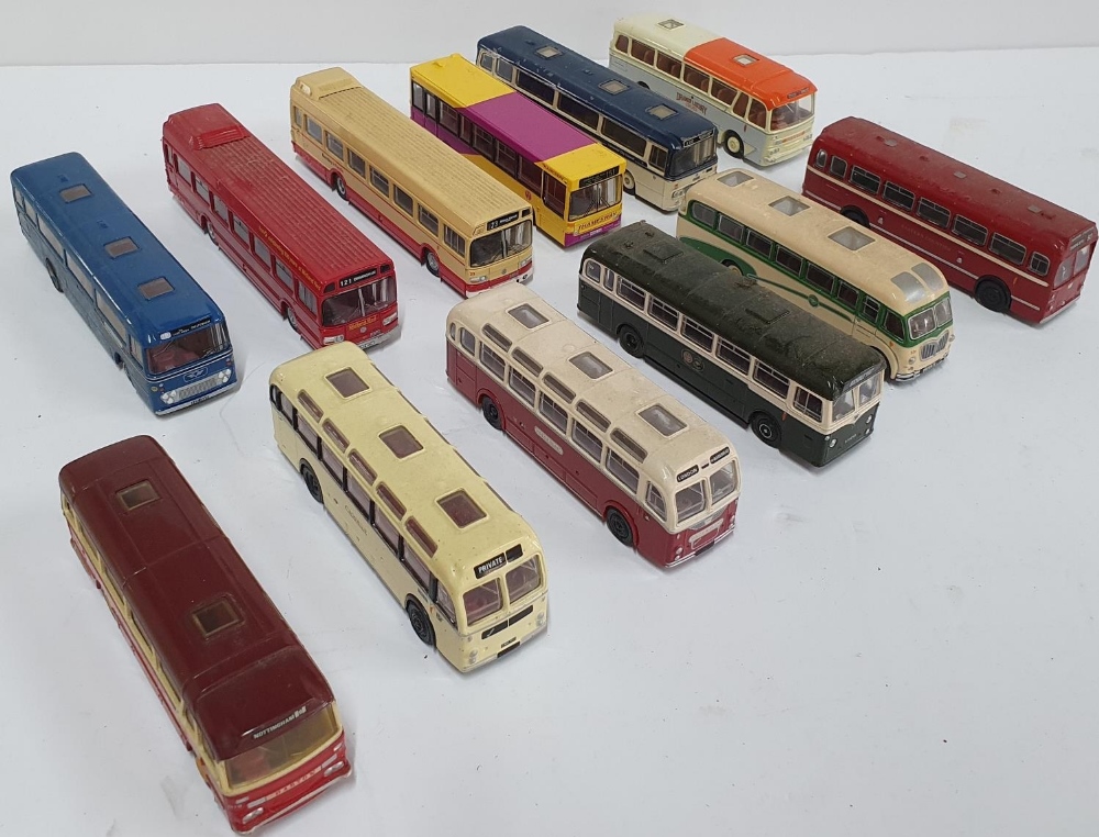 Collection of 12 vintage Corgi buses (12)