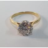 18ct yellow gold ring with solitaire glass stone, size S 4.4 grams gross