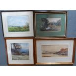 4 good quality, medium sized watercolours, 1 Victorian, 3 Edwardian landscapes, all by differing