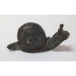 Antique, unmarked, Chinese, solid bronze, Snail, 13 cm long