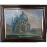 Unsigned, impressionist oil on card, "View of St Pauls", framed, The oil measures 28 x 36 cm