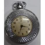 Mid 20thC machine turned, unmarked metal pocket watch