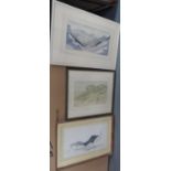 Three, well framed, mid 20thC watercolours all depicting mountains or rock formations, all by