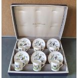 Cased Royal Worcester demi-tasse coffee-can set of 6 cups & 6 saucers, All appear in good condition