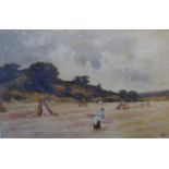 Alexander Carruthers GOULD (1870-1948) watercolour "Gleaning", monogrammed, wood frame, The w/c
