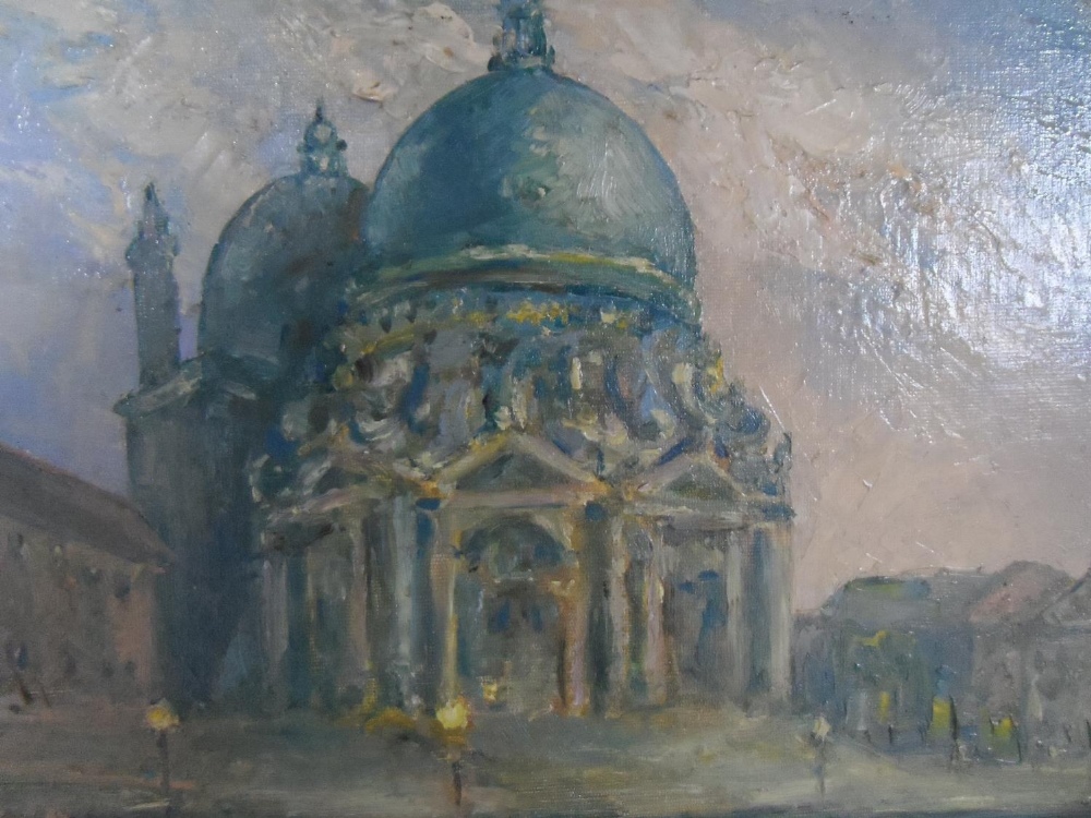 Unsigned, impressionist oil on card, "View of St Pauls", framed, The oil measures 28 x 36 cm - Image 2 of 4