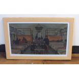 Rare, unsigned, early 20thC oil on board, French foreign legion barracks scene", in modern pine