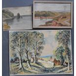 Three antique watercolours by differing hands, one framed (3)