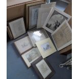 Large quantity of early/mid 20thC watercolour wash & drawings, some framed (Qty)