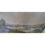 Joseph Edward HENNAH (1897-c.1963) watercolour "River landscape", signed, thin molded frame, The w/c