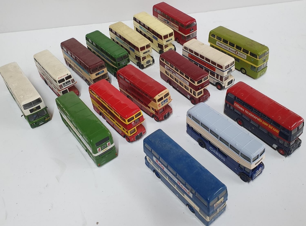 Collection of 16 vintage Corgi buses (16)