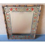 Retro 1970s ornate mirror with faux bamboo frame, 43 x 36 cm