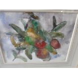 A Hunstone, small antique watercolour sketch "Three apples", old label verso, framed, The w/c