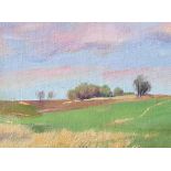 Segei VALODIN (Russia b1952) small post-impressionist oil landscape, unsigned, ebonised wood