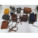 Collection of vintage, early/mid 20thC cased cameras to include Kodac Brownie & Reflex, Ensign &