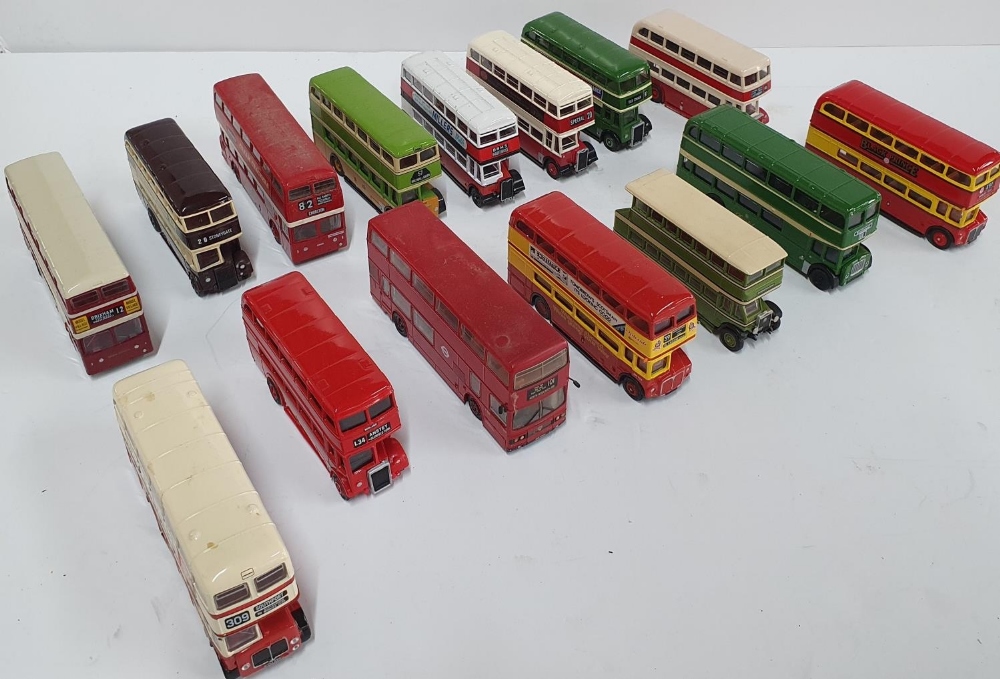 Collection of 15 vintage Corgi buses (15)