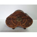Fine quality, well carved hardwood Asian trinket box