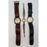 Three vintage wristwatches to include a ladies Bulova rolled gold example together with 2 old