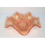 Orange, grape & leaf decoration, carnival glass bowl possibly by Northwood, 18 cm diameter