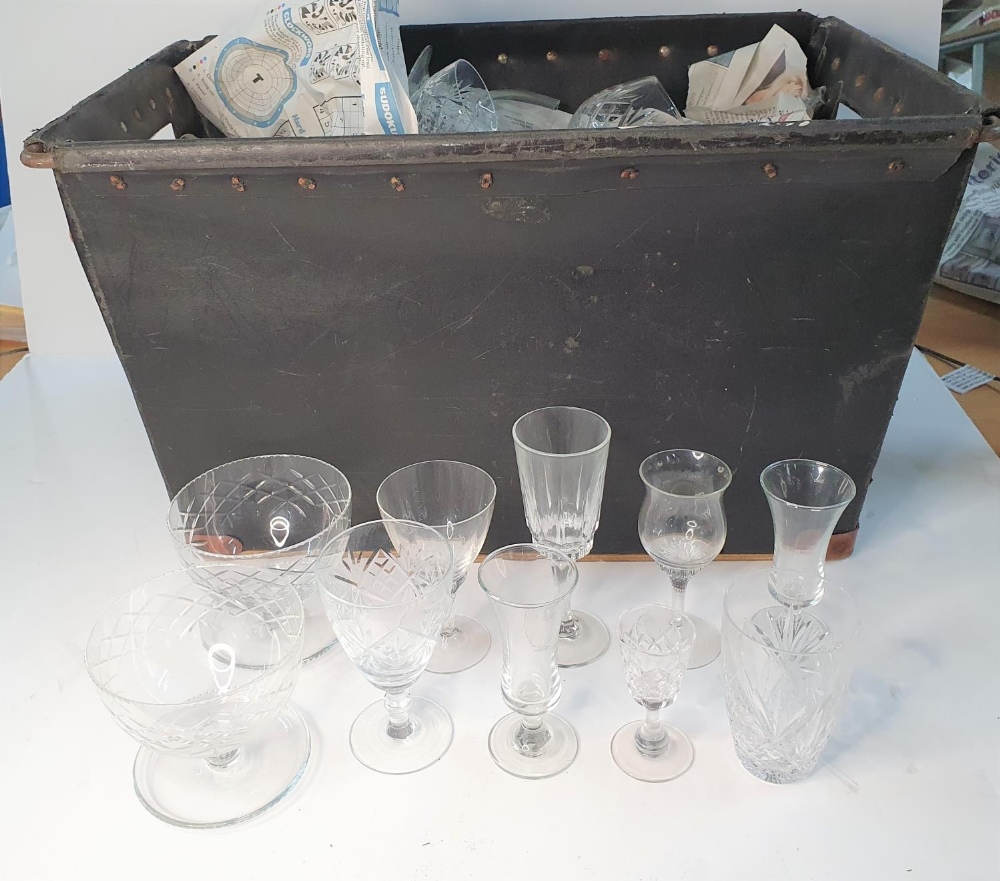 Large box full of different types of cut glass glasses, many 19thC examples (Qty) - Image 2 of 2