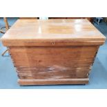 Large antique pine trunk/storage box, 107 cm long x 61 cm wide x 85 cm high