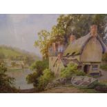 Large, Sidney P. WINDER (Bolton 1884-1966) watercolour, "The house by the lake", signed, framed