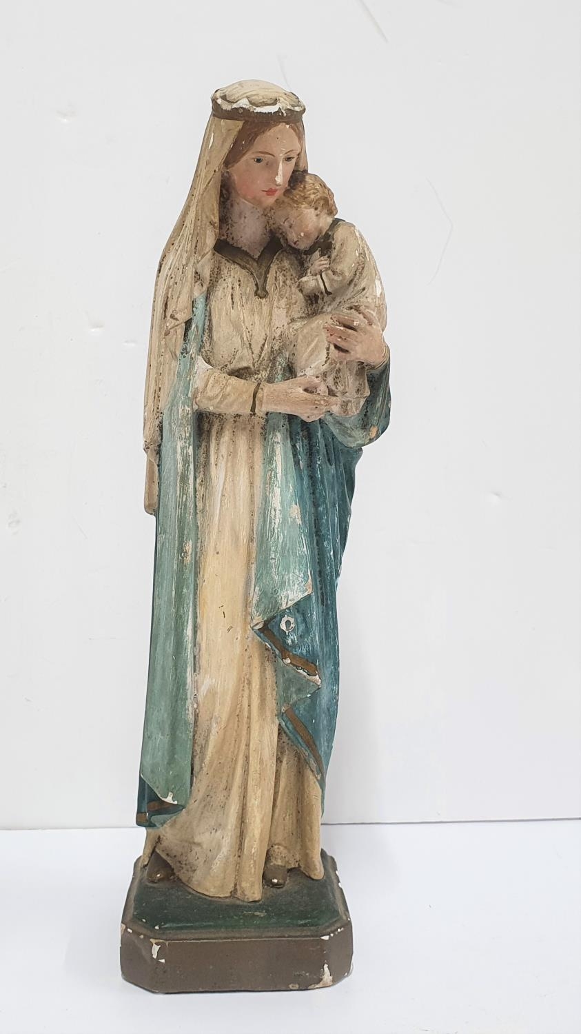 Early/mid 20thC hand-painted plaster "Madonna", 33 cm tall