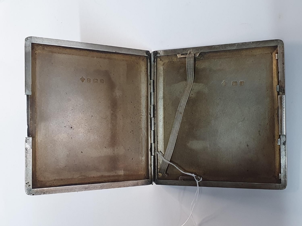 Superb Birmingham 1926 heavy silver cigarette case, adjourned to the front with a risqué enamelled - Image 2 of 4