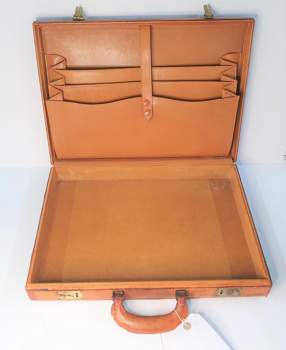 Vintage, tan coloured, slimline briefcase