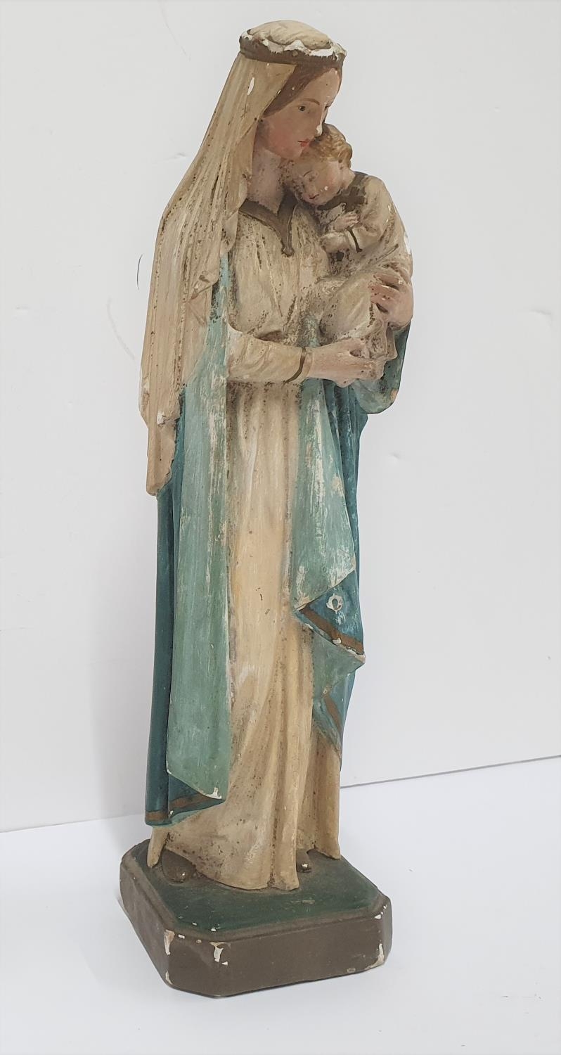 Early/mid 20thC hand-painted plaster "Madonna", 33 cm tall - Image 2 of 4