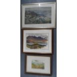 3 early/mid 20thC watercolours, all by differing artists, all framed