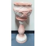 Unmarked, 2-part Edwardian pink jardinaire, 79 cm high