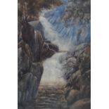 A Langston 1881 watercolour "Lodore falls, Borrowdale" wood framed, signed & dated The w/c