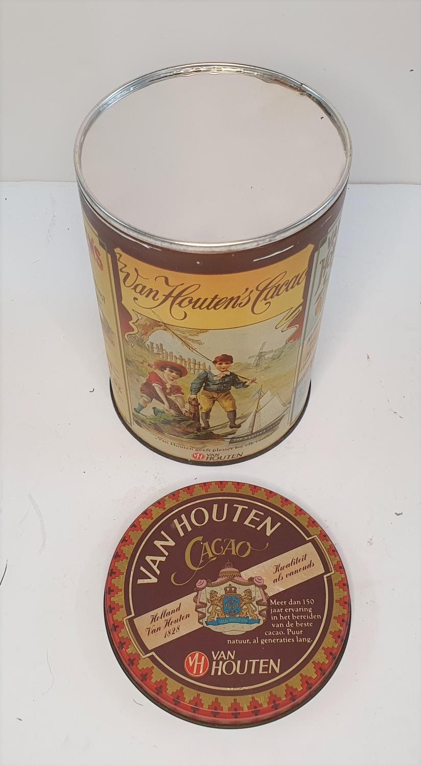 Early 20thC Van Houtens Cocoa (Holland) metal tin COMPLETE with sealed contents - Image 2 of 2