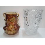 Carton Ware "Range Royale vase together with a large, antique cut-glass vase (2), The Carlton Ware