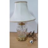 Modern, high quality, Waterford crystal cut-glass table lamp with cream shade