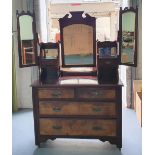 Fine quality set of antique hardwood drawers/dressing table with matching, detachable foldout