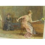 George Goodwin KILBURNE (1839-1924) watercolour "The difficult letter", signed, in modern double