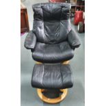 Ekornes of Norway, stress-less leather lounge chair with ottoman