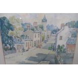 John McCUTCHEON (1910-1995) w/c "Street scene, New Galloway", signed & with label verso, original