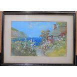 Pair of A M Scott gouache, coastal scenes, possibly Devon together with a small print (3), The