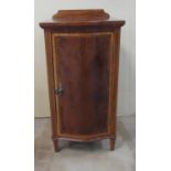 Small antique bow fronted, veneered hardwood cabinet, 41 x 41 cm, 71 cm tall