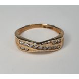 9ct yellow gold & CZ ring, size W 3.8 grams gross