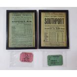 Antique Lancashire railway price/time-tables together with antique train tickets (4)