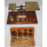 Complete set of Victorian scales & weights together with another complete set of boxed antique
